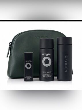 Nutrafol Men Travel Kit Serum Cleanse Capsule Case Pouch Set